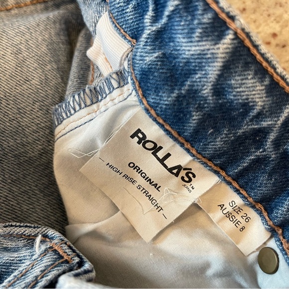 Rollas High Rise Straight Light Wash Denim Jeans - Picture 5 of 5